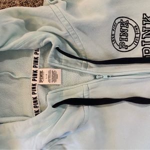 Victoria Secrets PINK teal half zip sweatshirt